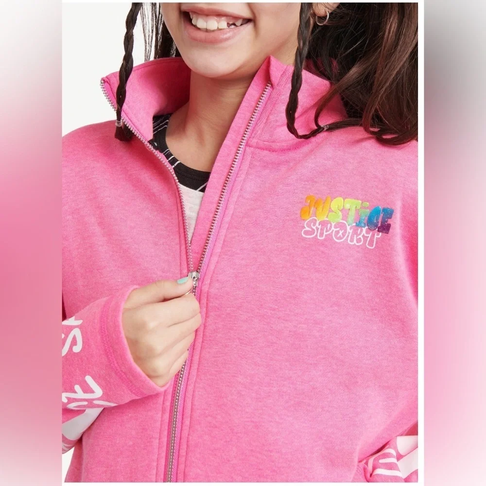 Justice Girls J-Sport Active Full Zip Mock Neck Sweater